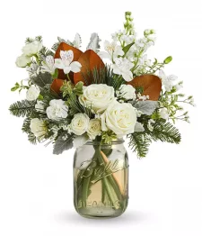 Frosted Rose in Mason Jar